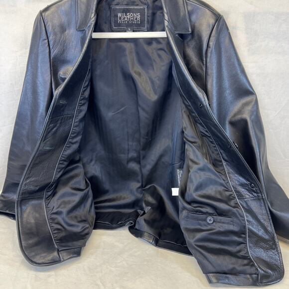 WILSONS Leather Pelle Studio 3-Button Jacket Women’s Size Large Collared - Picture 5 of 9